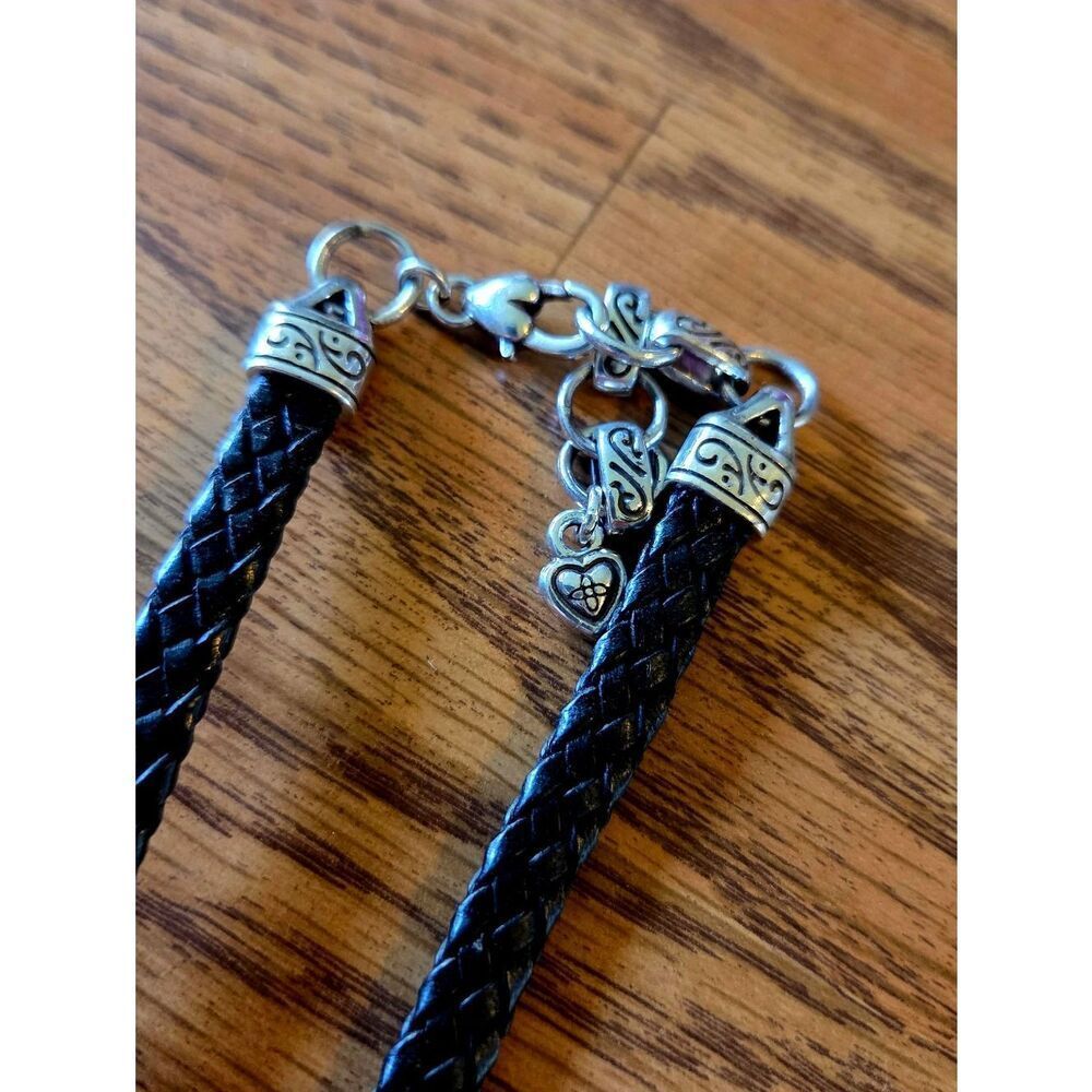 BRIGHTON "King's Road" Vintage Puff Heart And Leather Necklace VINTAGE INSPIRED - Picture 4 of 10